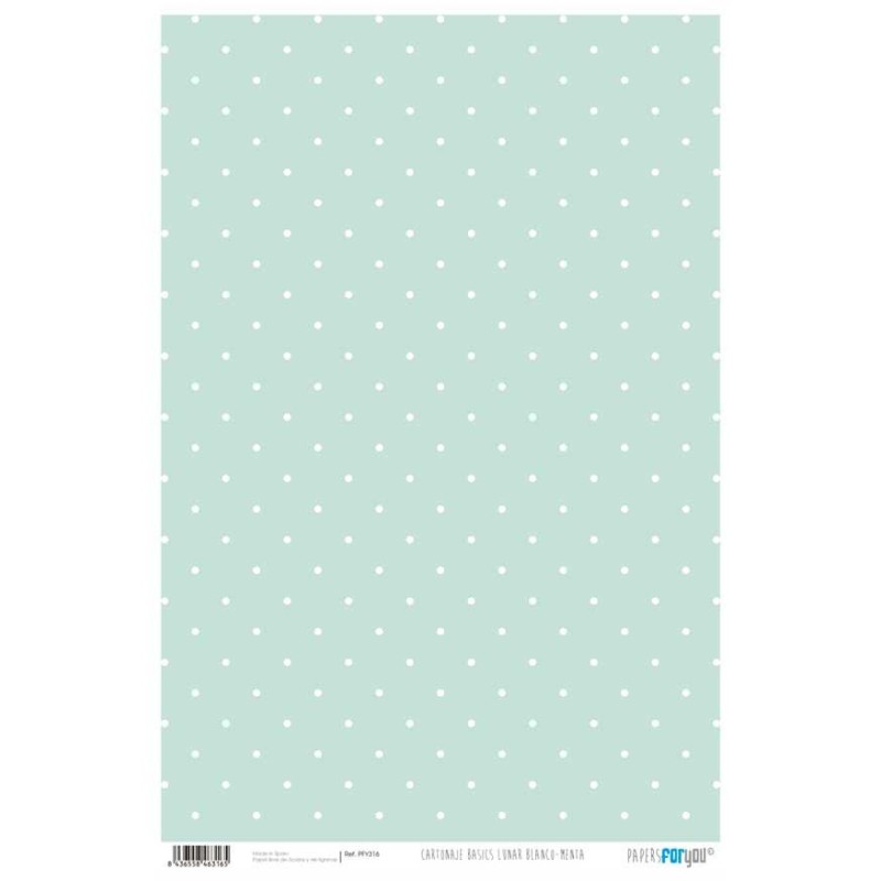 Papel cartonaje PFY-316 Lunar blanco fondo Menta | L'aura Bella