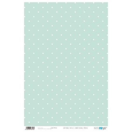 Papel cartonaje PFY-316 Lunar blanco fondo Menta | L'aura Bella