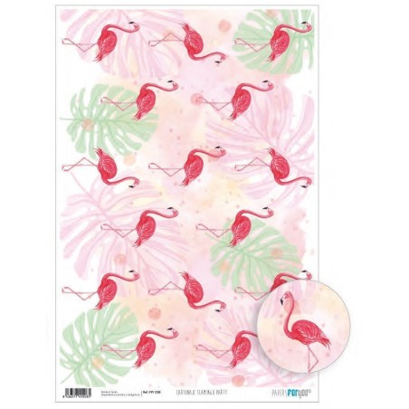 Papel cartonaje. PFY. Flamingo Party. 32 x 48,3 cm