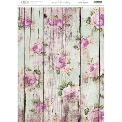 Papel de arroz adhesivo. Madera y rosas. 29.7x 42 cm | L'aura Bella