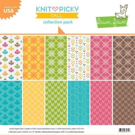 Knit Picky Fall. Colección papel Scrapbooking Lawn Fawn | L'aura Bella