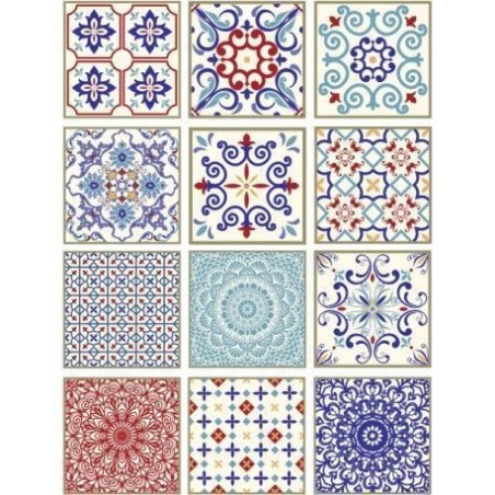 Baldosas Mix, hidráulico. Papel Arroz A3 Cadence. PA713 | L'aura Bella