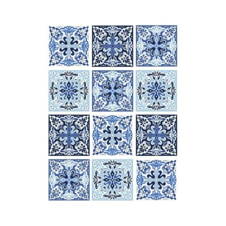 Baldosas Azul, hidráulico. Papel Arroz A3 Cadence PA721 | L'aura Bella