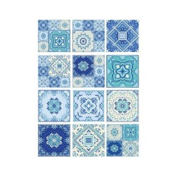 Baldosas Azul Mix, tiles. Papel Arroz A3 Cadence PA723 | L'aura Bella