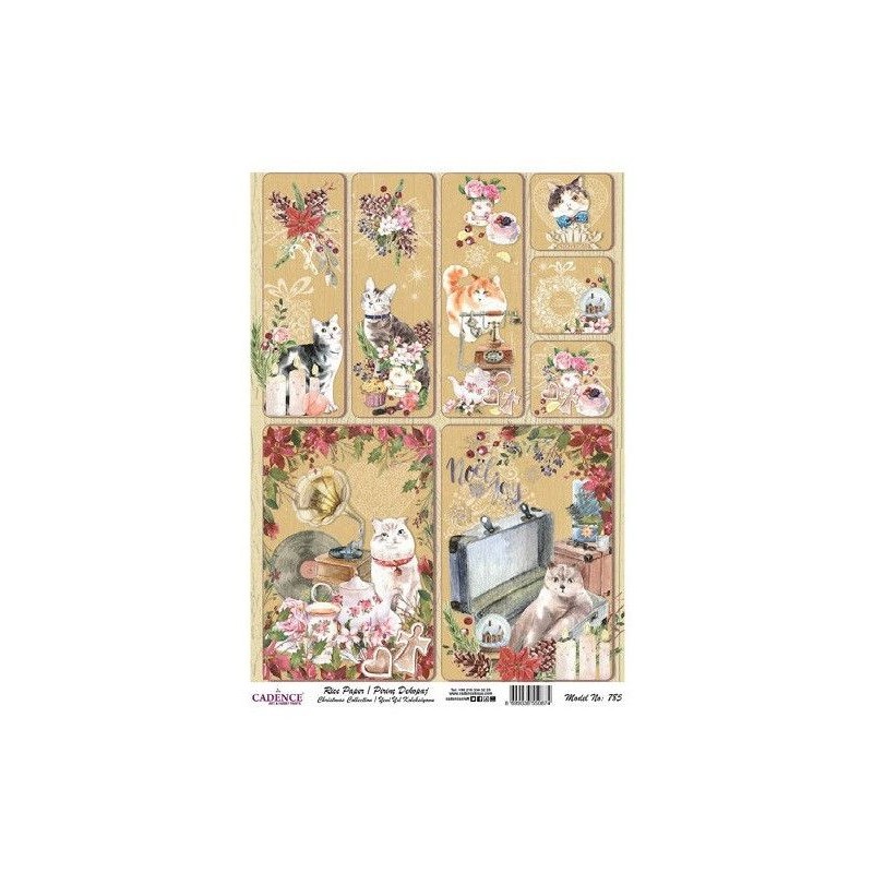 Escenas navideñas de gatos Papel Arroz A3 Cadence PA785 | L'aura Bella
