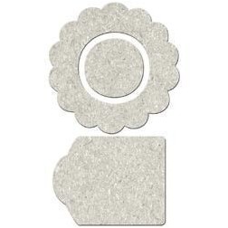 Fabscraps. Chipboard. Colección Little Peeps . DC56016. Flor y etiqueta