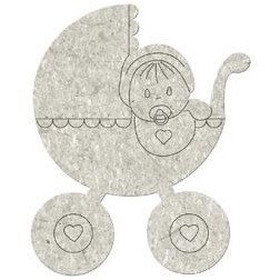 Fabscraps. Chipboard. Colección Baby Bear . DC57010. Carrito de bebé con bebé
