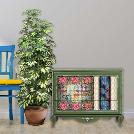 Lovely Stitches. CeCe Decoupage Decor Tissue Paper Redesign by Prima