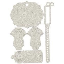 Fabscraps. Chipboard. Colección Baby Bear . DC57014. Bodies, pulsera identificadora, biberón y etiqueta