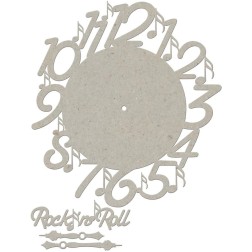 Fabscraps. Álbum. Chipboard. Colección Milkshake . DC58003. Reloj con manecillas. Rock and Roll