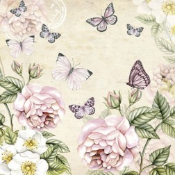 Servilleta para decoupage Mariposas y flores 33x33cm | L'aura Bella