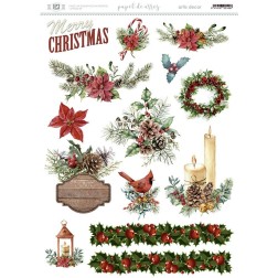 Papel de arroz: elementos Navideños. 29.7x 42 cm | L'aura Bella