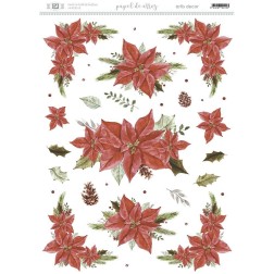 Papel de arroz: Flor de Pascua, Poinsettia. 29.7x 42 cm | L'aura Bella