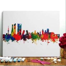 Pintar por números: Skyline Madrid. 40 x 50 cm Acrílico | L'aura Bella