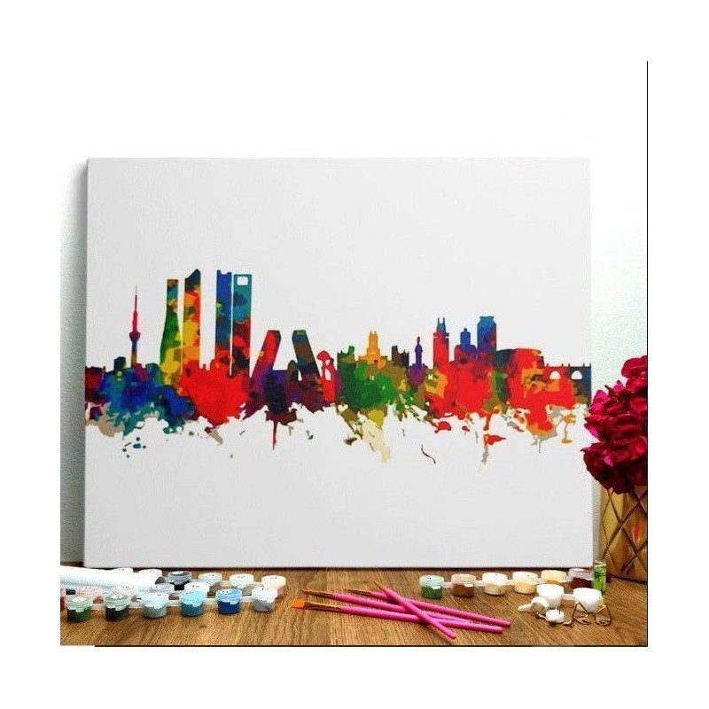 Pintar por números: Skyline Madrid. 40 x 50 cm Acrílico | L'aura Bella