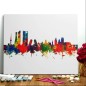Pintar por números: Skyline Madrid. 40 x 50 cm. Pintura acrílica