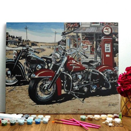 Pintar por números: Harley Davidson. 40 x 50 cm Acrílico | L'aura Bella