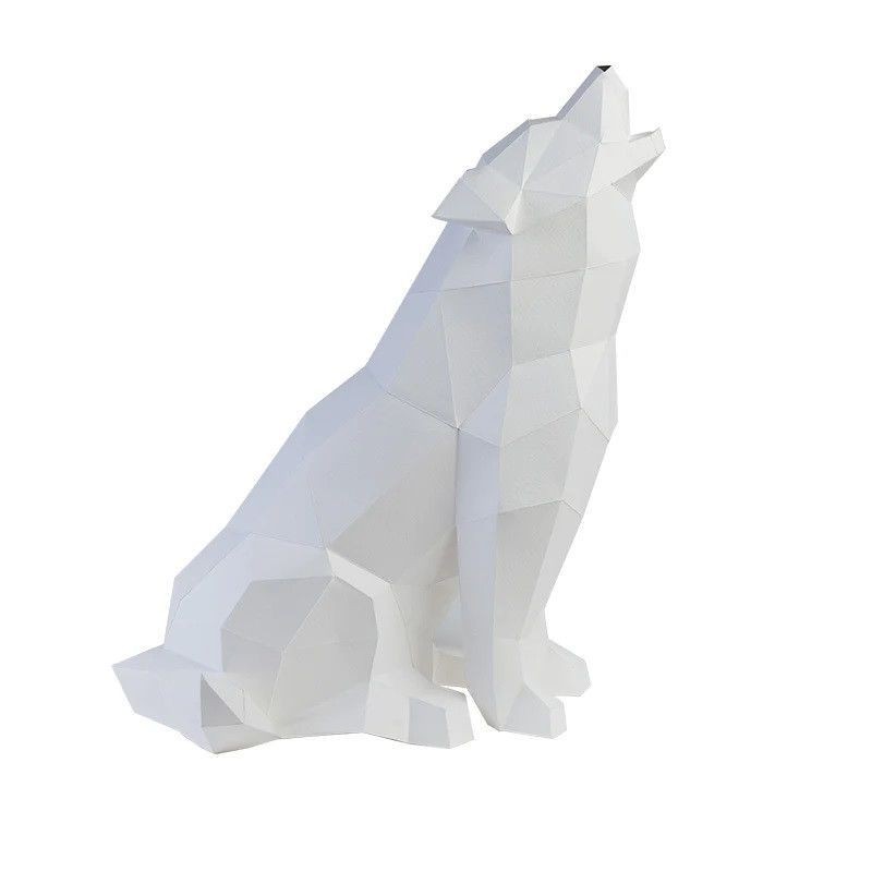 Wolf, Lobo aullando. Lámpara de papel 3D DIY Papercraft | L'aura Bella