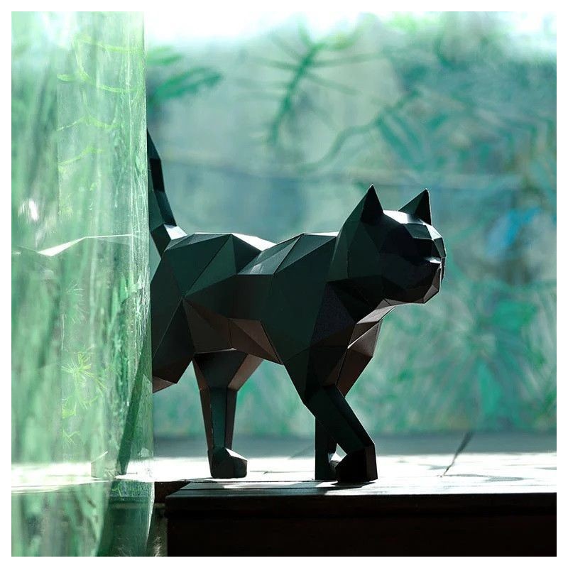 Gato negro. KIT DIY Escultura papel 3D Papercraft World | L'aura Bella