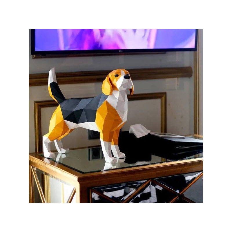 Beagle, Perro. KIT DIY Escultura de papel 3D Papercraft | L'aura Bella