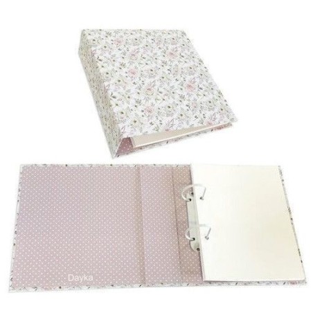 Álbum de anillas con estampado de flores. Incluye 15 hojas blancas. Bendiciones Dayka Trade