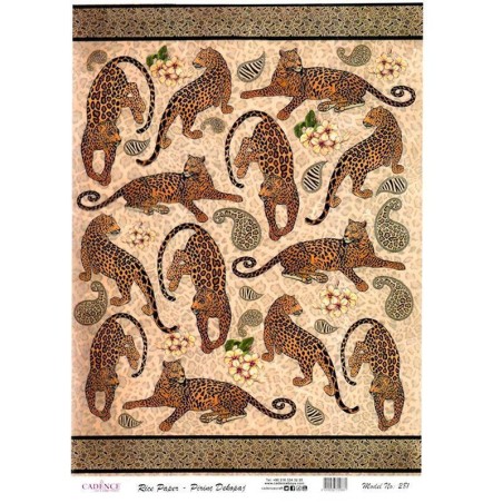 Leopardos, felinos Papel Arroz A3 Cadence PA281 | L'aura Bella