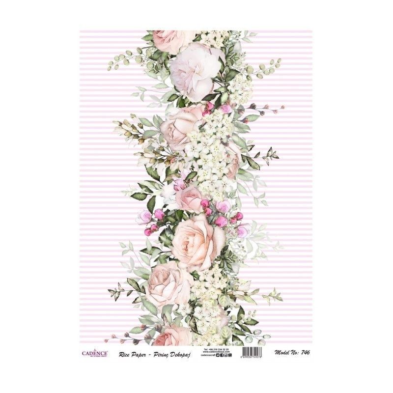 Collage flores Papel Arroz A3 Cadence PA746 | L'aura Bella