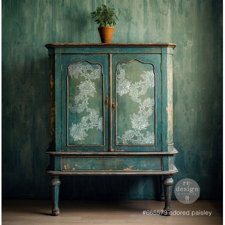 Adored Paisley. Décor Stencils Redesign. Plantilla de estarcido