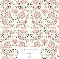 Pink Peacocks. Papel TISSUE Decoupage Mint by Michelle | L'aura Bella