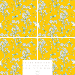 Yellow Chinoiserie Papel TISSUE Decoupage Mint Michelle | L'aura Bella