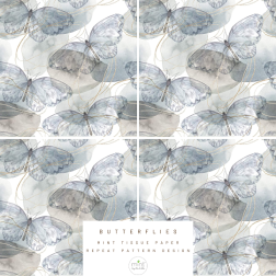 Butterflies. Papel TISSUE Decoupage Mint by Michelle | L'aura Bella