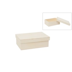 Caja de madera rectangular con tapa. 22x15x8 cm | L'aura Bella