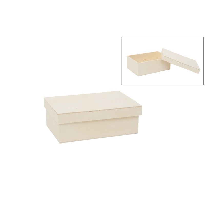Caja de madera rectangular con tapa. 22x15x8 cm | L'aura Bella