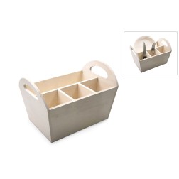 Cesto de madera, porta cubiertos y platos. 29x19.5x19cm | L'aura Bella