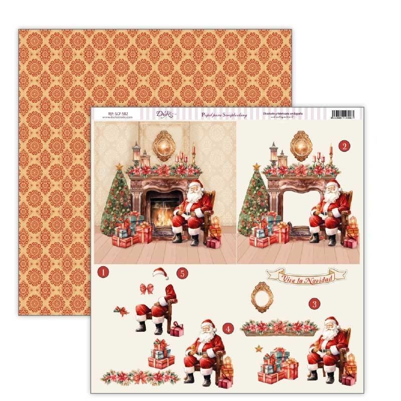 Papel Scrapbooking Papá Noel 3D, Navidad Dayka SCP-582 | L'aura Bella