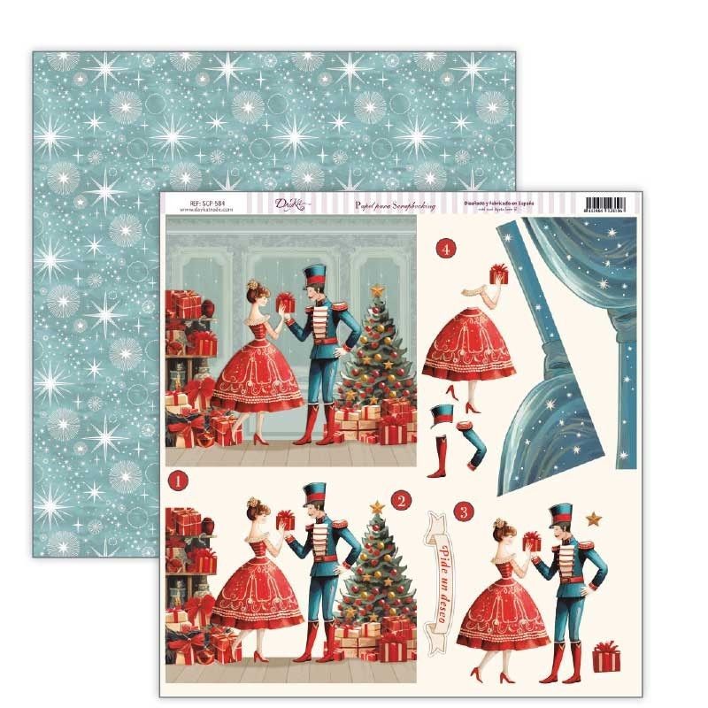 Papel Scrapbooking soldadito y bailarina 3D, Navidad | L'aura Bella