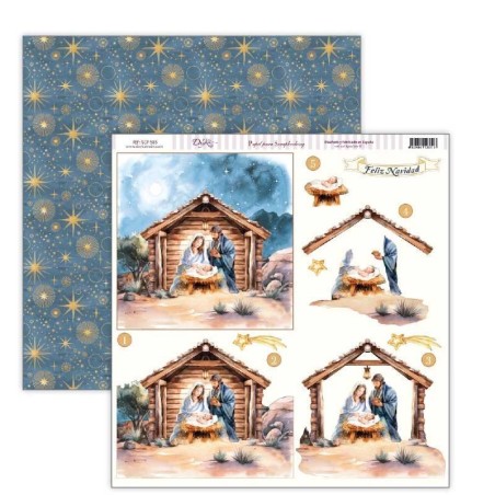 Papel Scrapbooking Nacimiento, Belén3D, Navidad Dayka | L'aura Bella