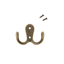 Gancho, colgador doble, oro viejo. 5.6x4.2 cm | L'aura Bella