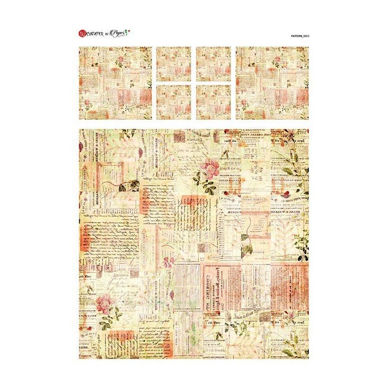 Flores sobre fondo de escritura. Papel de arroz A3 | L'aura Bella