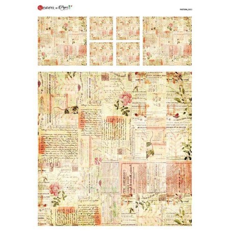 Flores sobre fondo de escritura. Papel de arroz A3 | L'aura Bella