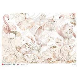 Plantas tropicales y Flamencos. Papel de arroz A3 | L'aura Bella
