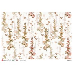 Ramas en tonos verdes y rojos. Papel de arroz A3 | L'aura Bella