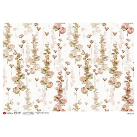 Ramas en tonos verdes y rojos. Papel de arroz A3 | L'aura Bella