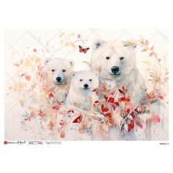 Familia de Osos Polares. Papel de arroz A4, 22x32 cm | L'aura Bella