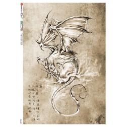 Dragón, dibujo. Papel de arroz A4, 22x32 cm | L'aura Bella