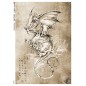 Dragón, dibujo. Papel de arroz A4, 22x32 cm