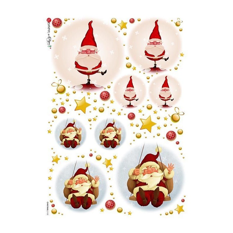 Papá Noel, dos diseños. Papel de arroz A4, 22x32 cm | L'aura Bella