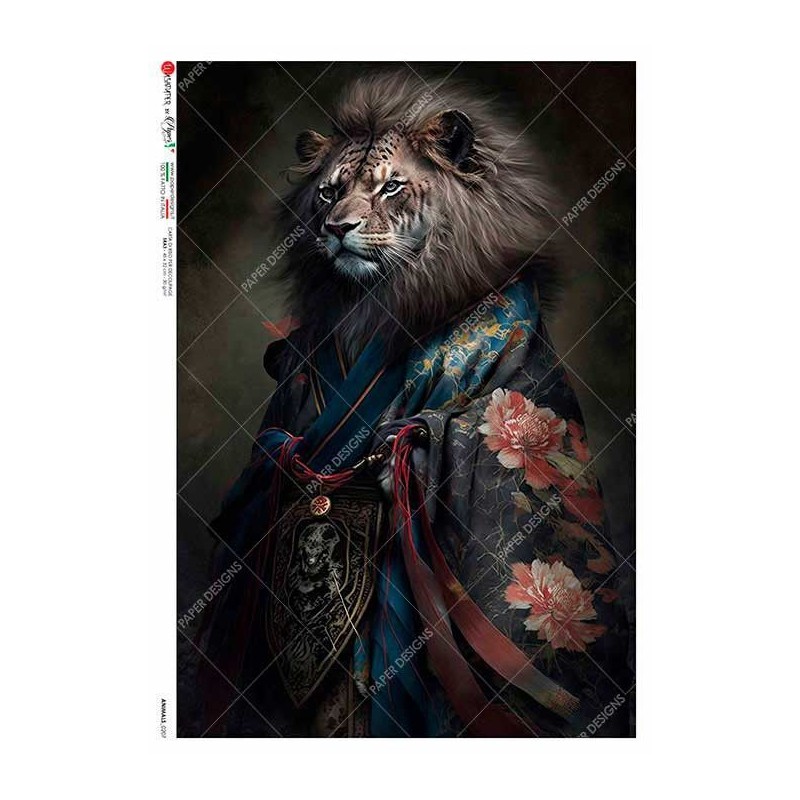 León con Kimono. Papel de arroz A5, 22,5x16 cm | L'aura Bella