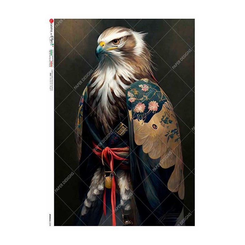 Águila con Kimono. Papel de arroz A5, 22,5x16 cm | L'aura Bella