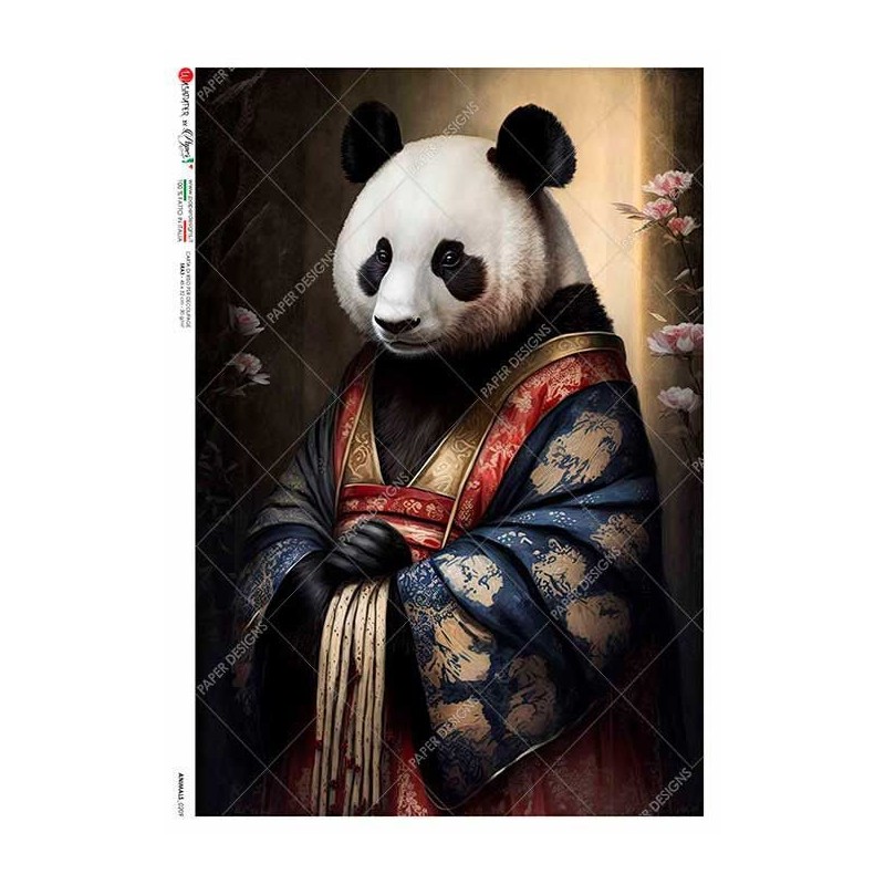 Oso Panda con Kimono. Papel de arroz A5, 22,5x16 cm | L'aura Bella